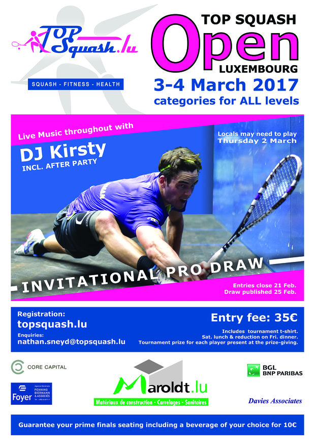 Top Squash Open 2017 Fédération de Squash Luxembourgeoise